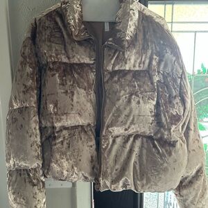 Fabletics Velvet Tan Puffer Jacket